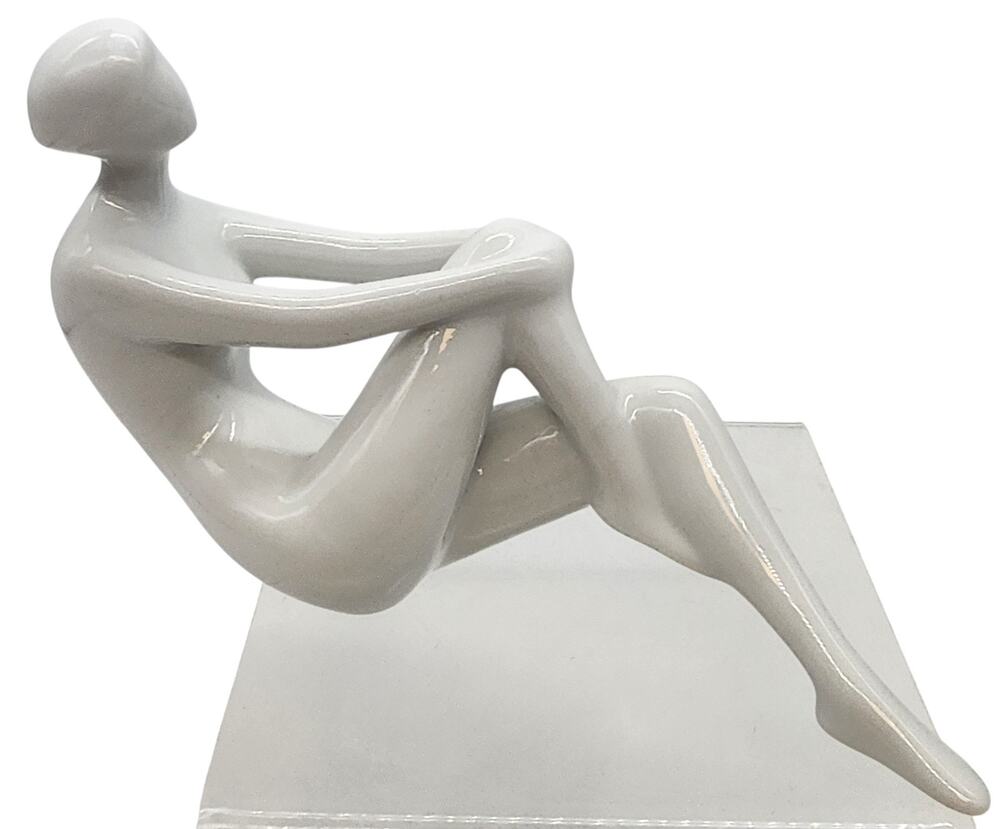 Large Antique Royal Dux Porcelain Nude Woman Hugging Knee By Jitka Forejtova